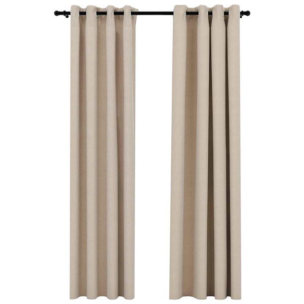 vidaXL Rideaux occultants aspect lin avec œillets 2pcs beige 140x225cm