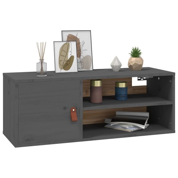 vidaXL Armoire murale Gris 80x30x30 cm Bois de pin massif