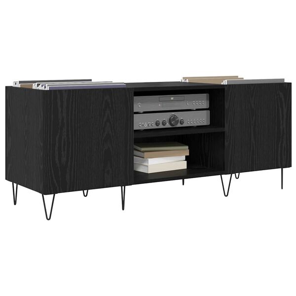 vidaXL Meuble &agrave; vinyles avec &eacute;tag&egrave;re Ch&ecirc;ne noir 121 x 38 x 48 cm