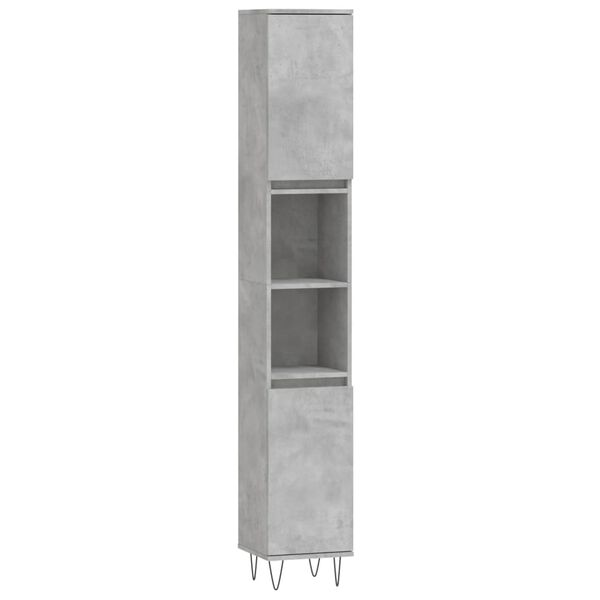 vidaXL Armoire de salle de bain gris béton 30x30x190 cm