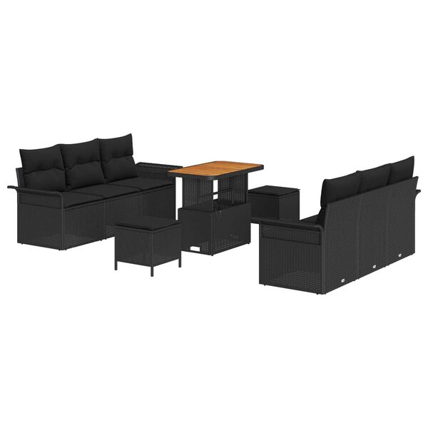 vidaXL Ensemble de canap&eacute; de jardin avec coussin 9 pcs Noir