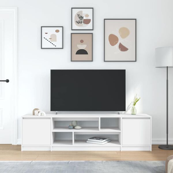 vidaXL Meuble TV blanc 188,5x41x50 cm bois d'ing&eacute;nierie