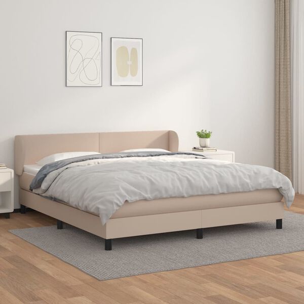 vidaXL Sommier &agrave; lattes de lit avec matelas Cappuccino 160x200 cm
