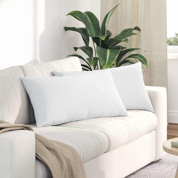 vidaXL Coussins de canap&eacute; 2 pcs Blanc 80 x 40 cm tissu