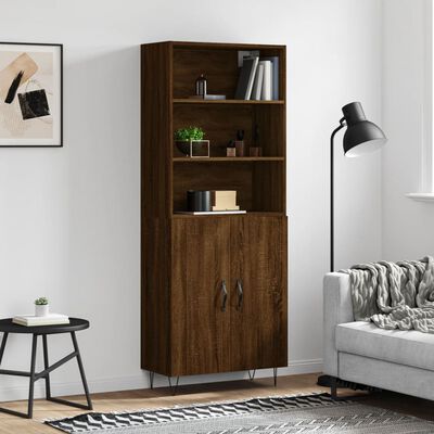 vidaXL Buffet haut Chêne marron 69,5x34x180 cm Bois d'ingénierie