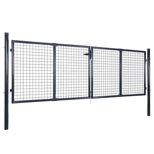 vidaXL Portail de jardin grillag&eacute; en acier galvanis&eacute; 300 x 100 cm gris