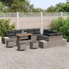 vidaXL Ensemble de canap&eacute; de jardin avec coussin 14 pcs Gris polyrotin