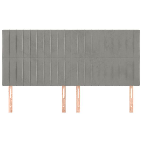 vidaXL T&ecirc;te de lit Gris clair 180x5x118/128 cm Velours