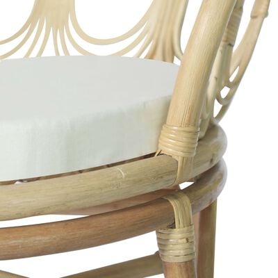 vidaXL Chaise à manger avec coussin Rotin naturel et lin