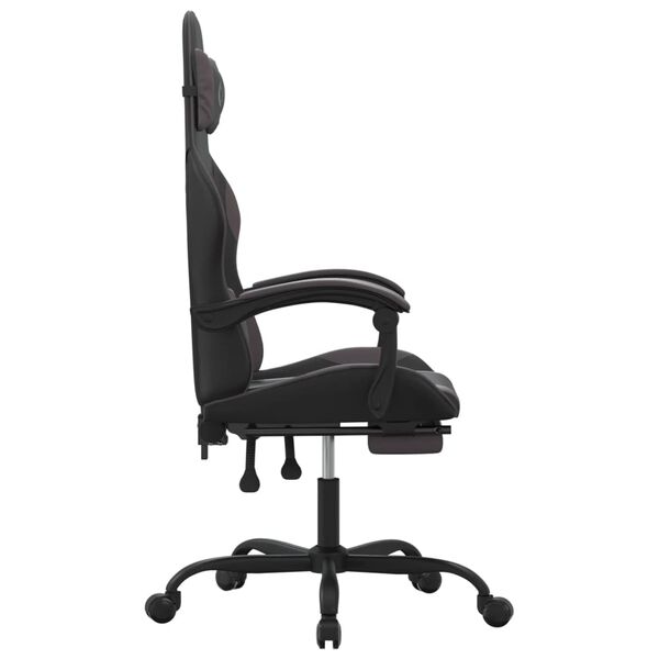 vidaXL Chaise de jeu avec repose-pied Noir et gris Similicuir