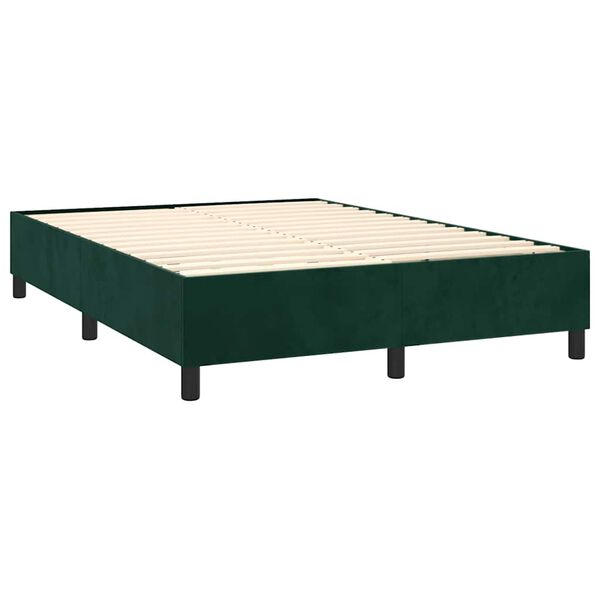 vidaXL Sommier &agrave; lattes de lit et matelas Vert fonc&eacute; 140x190cm Velours