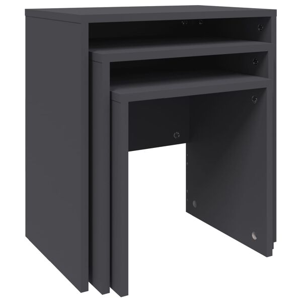 vidaXL Tables basses gigognes 3 pcs gris bois d'ingénierie