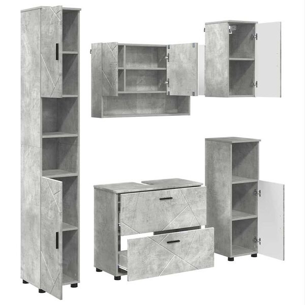vidaXL Ensemble de mobilier de salle de bain 5 pcs Gris b&eacute;ton
