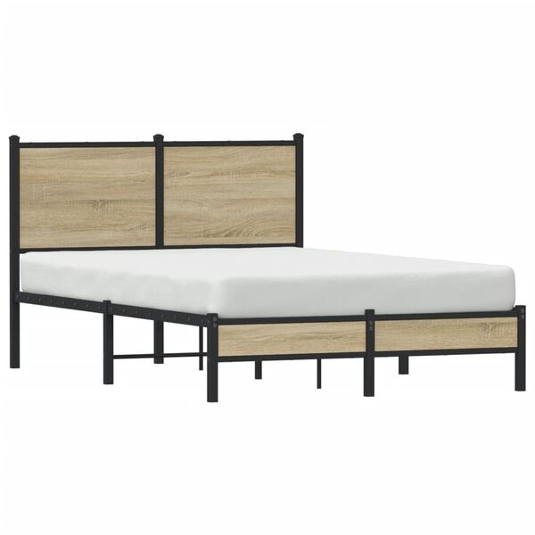 vidaXL Cadre de lit en m&eacute;tal sans matelas ch&ecirc;ne sonoma 120x190 cm