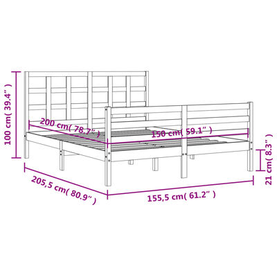 vidaXL Cadre de lit sans matelas blanc bois de pin massif