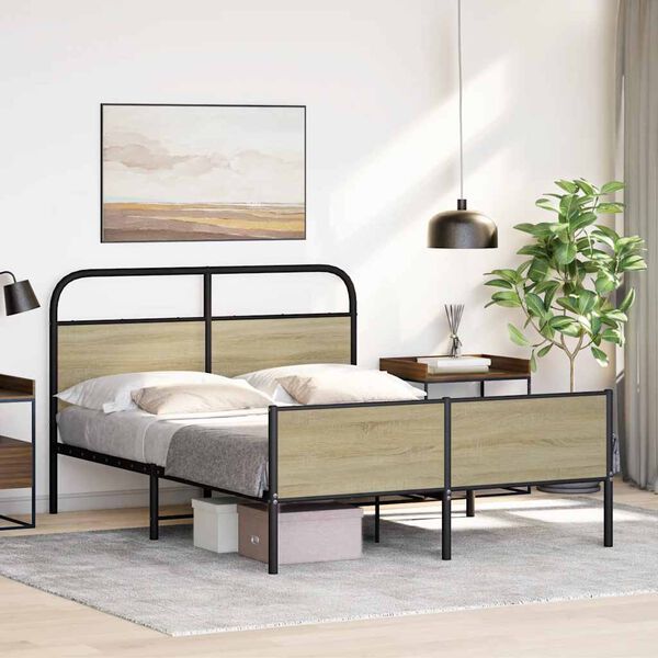 vidaXL Cadre de lit sans matelas 120x190 cm cm ch&ecirc;ne sonoma