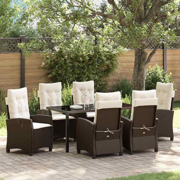 vidaXL Ensemble de salle &agrave; manger pour jardin 7 pcs Marron polyrotin