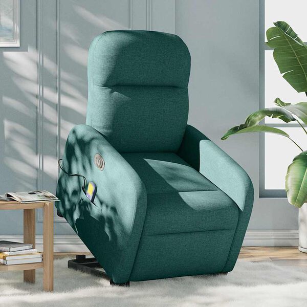 vidaXL Fauteuil inclinable de massage électrique Vert foncé Tissu