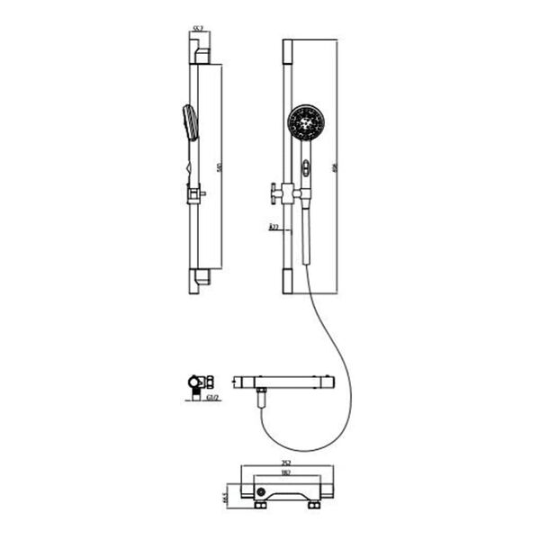 SCH&Uuml;TTE Ensemble de barre de douche AQUA 2 SAVE chrome