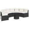 vidaXL Canap&eacute; de jardin table coussins demi-rond noir r&eacute;sine tress&eacute;e