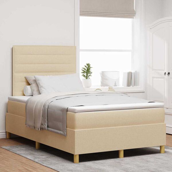 vidaXL Lit &agrave; ressorts avec matelas Cr&egrave;me 120 x 190 cm tissu