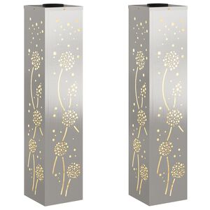 vidaXL Lumi&egrave;re de chemin LED solaire 2 pc Blanc chaud 18 x 18 x 80 cm
