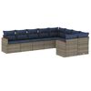 vidaXL Ensemble de canap&eacute; de jardin 9 pcs avec coussins gris r&eacute;sine tress&eacute;e