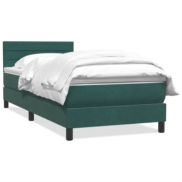 vidaXL Sommier &agrave; lattes de lit et matelas vert fonc&eacute; 80x220 cm velours