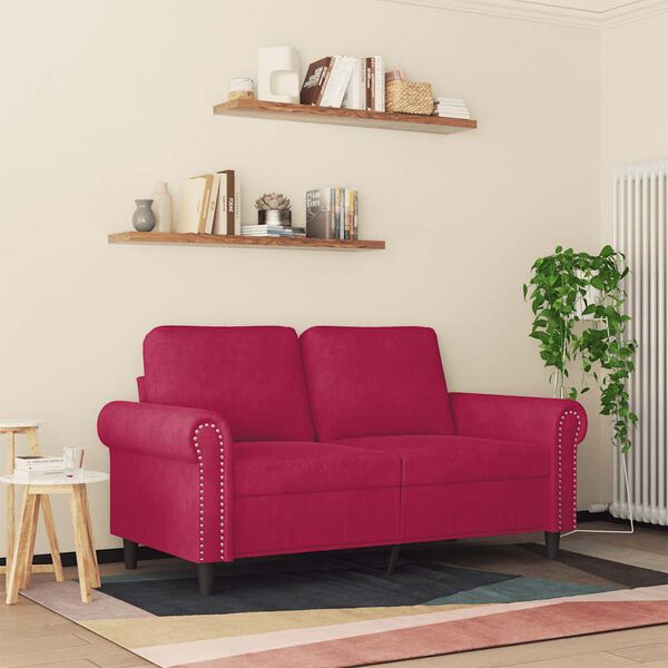vidaXL Canap&eacute; &agrave; 2 places Rouge bordeaux 120 cm Velours