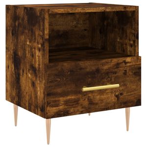 vidaXL Table de chevet ch&ecirc;ne fum&eacute; 40x35x47,5 cm bois d&rsquo;ing&eacute;nierie