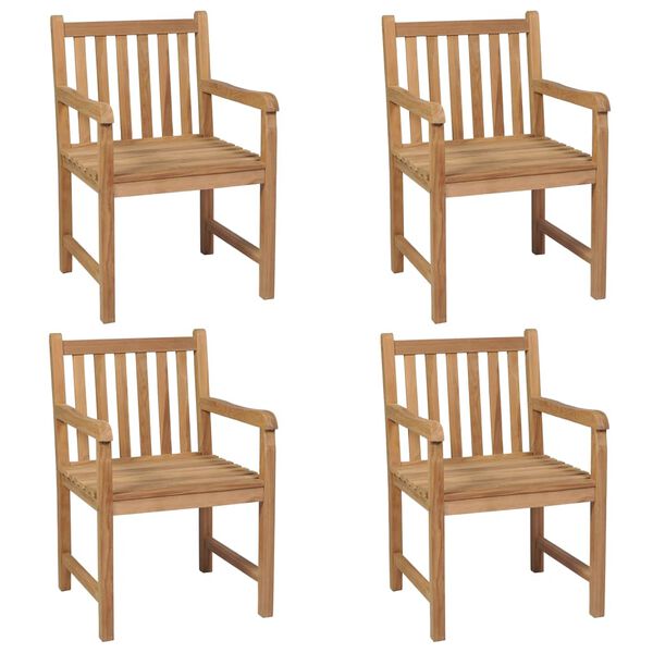 vidaXL Chaises de jardin lot de 4 et coussins bleu Bois de teck solide