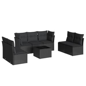 vidaXL Salon de jardin 8 pcs avec coussins noir r&eacute;sine tress&eacute;e