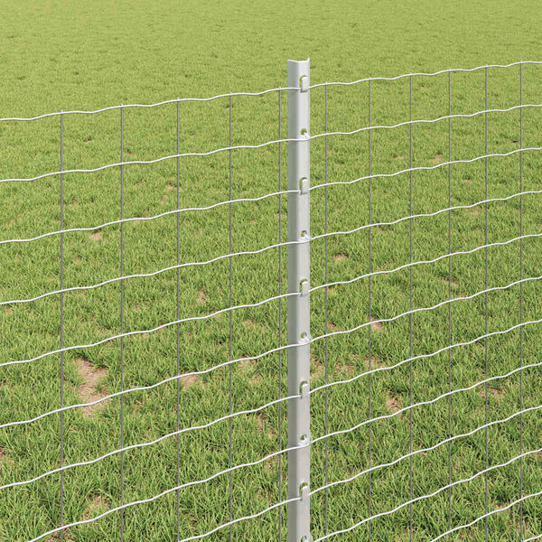 vidaXL Poteaux de clôture 44 pcs Argent 140 cm Acier