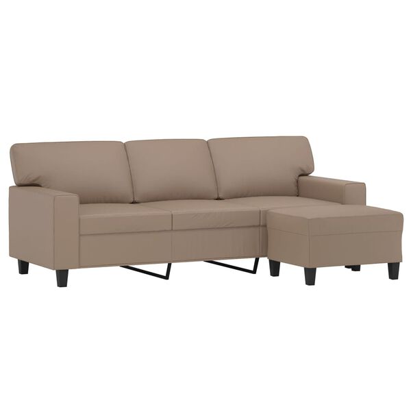 vidaXL Canap&eacute; &agrave; 3 places avec repose-pieds Cappuccino 180cm Similicuir