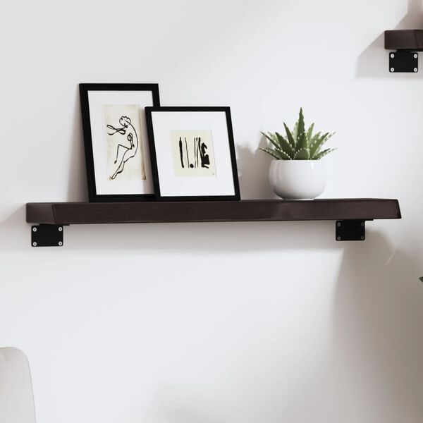 vidaXL &Eacute;tag&egrave;re murale marron fonc&eacute; 60x10x4 cm bois ch&ecirc;ne massif trait&eacute;