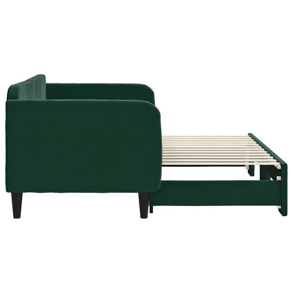vidaXL Lit de jour avec gigogne sans matelas vert fonc&eacute; 80x200 cm