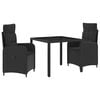 vidaXL Ensemble de repas ext&eacute;rieur 3 pc Noir polyrotin