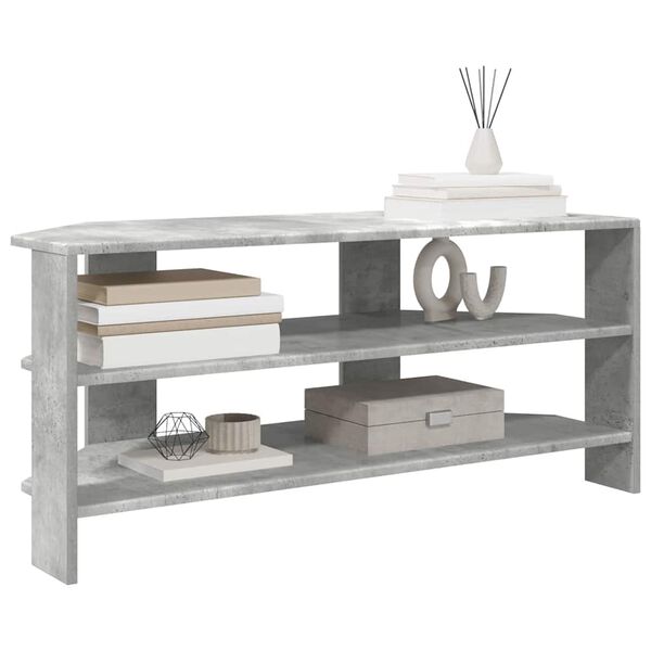 vidaXL MeubleTVd'Angle Gris b&eacute;ton 102x40,5x45cm Bois d'ing&eacute;nierie