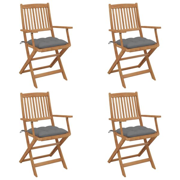 vidaXL Chaises pliables de jardin lot de 4 avec coussins Bois d'acacia