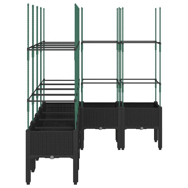 vidaXL Jardini&egrave;re avec treillis noir 160x120x142,5 cm PP