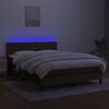 vidaXL Sommier &agrave; lattes de lit matelas et LED Marron fonc&eacute; 140x190 cm