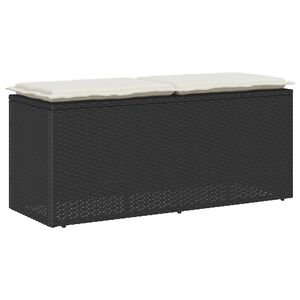 vidaXL Banc de jardin avec coussin noir 110x40x44 cm r&eacute;sine tress&eacute;e