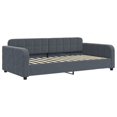 vidaXL Lit de jour avec gigogne et matelas gris foncé 90x200cm velours