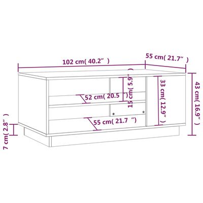 vidaXL Table basse blanc brillant 102x55x43 cm bois d'ingénierie