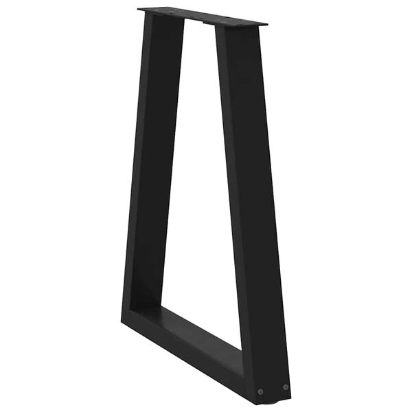 vidaXL Pieds de table &agrave; manger en V 2 pi&egrave;ces Noir 60 x (72-73,3) cm Acier