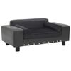 vidaXL Canap&eacute; pour chien Gris fonc&eacute; 81x43x31 cm Peluche et similicuir