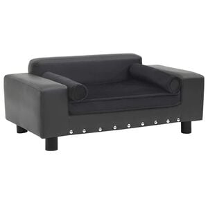 vidaXL Canap&eacute; pour chien Gris fonc&eacute; 81x43x31 cm Peluche et similicuir