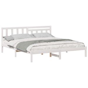 vidaXL Cadre de lit avec t&ecirc;te de lit Blanc 200 x 200 cm Pin massif