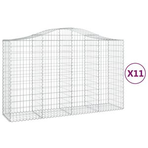 vidaXL Paniers &agrave; gabions arqu&eacute;s 11 pcs 200x50x120/140 cm Fer galvanis&eacute;