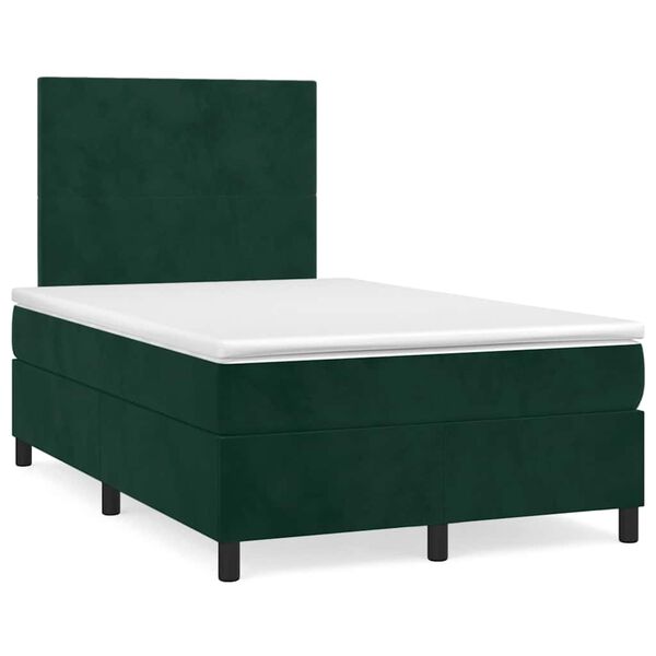 vidaXL Sommier &agrave; lattes de lit avec matelas LED vert fonc&eacute; 120x190 cm